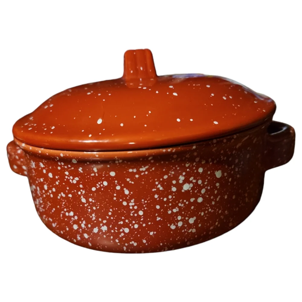 VTG LTD Commodities Stoneware Red Speckled Casserole Dutch Oven Dish Bowl/Lidded